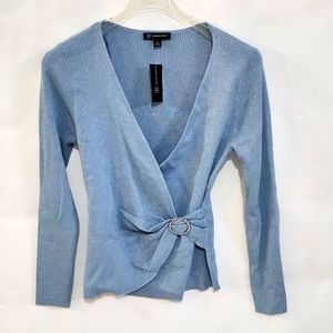 Women's INC XXL Long Sleeve Sweater, blue with shimmer